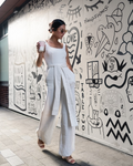 White Top & Pants Set - Women